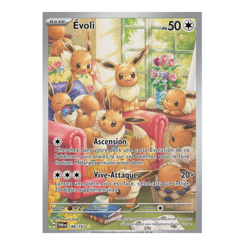 Carte Pokémon – Évoli 188/167 EV6 Mascarade Crepusculaire (État : Near Mint) – FR