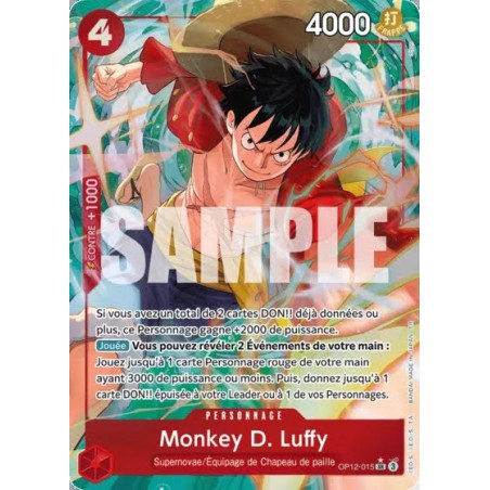 Carte One Piece – Monkey D. Luffy OP12-015 V2 – OP12 – État Near Mint (NM) – FR