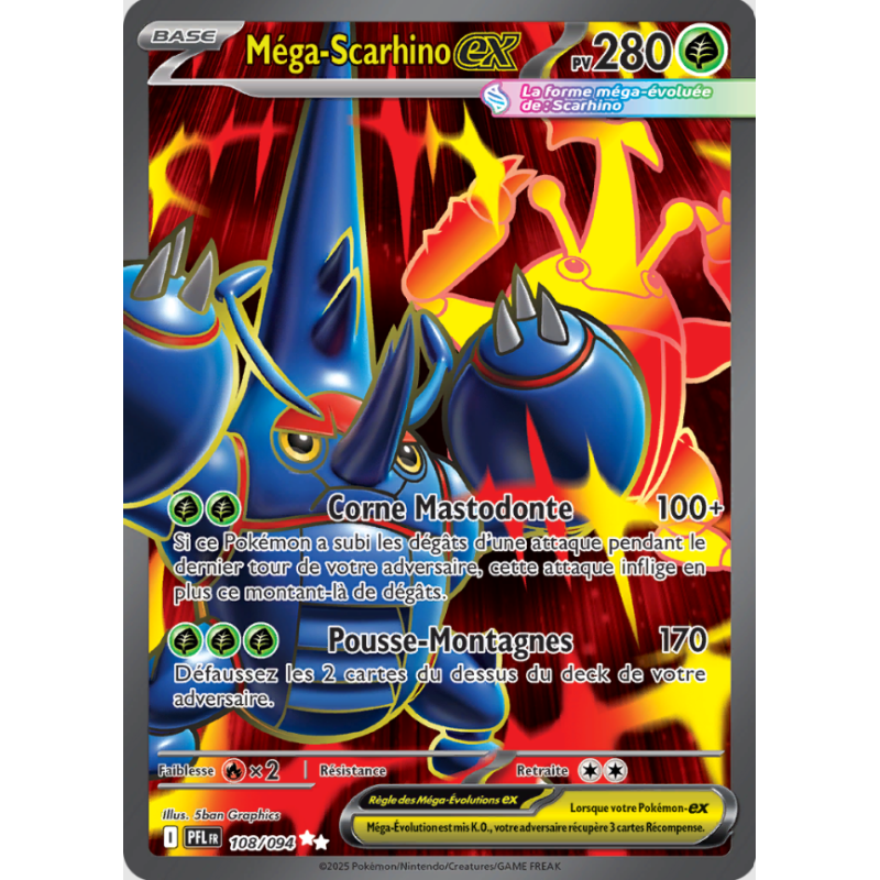 Carte Pokémon – Méga Scarhino ex PFL 108 – (État : NM) - FR
