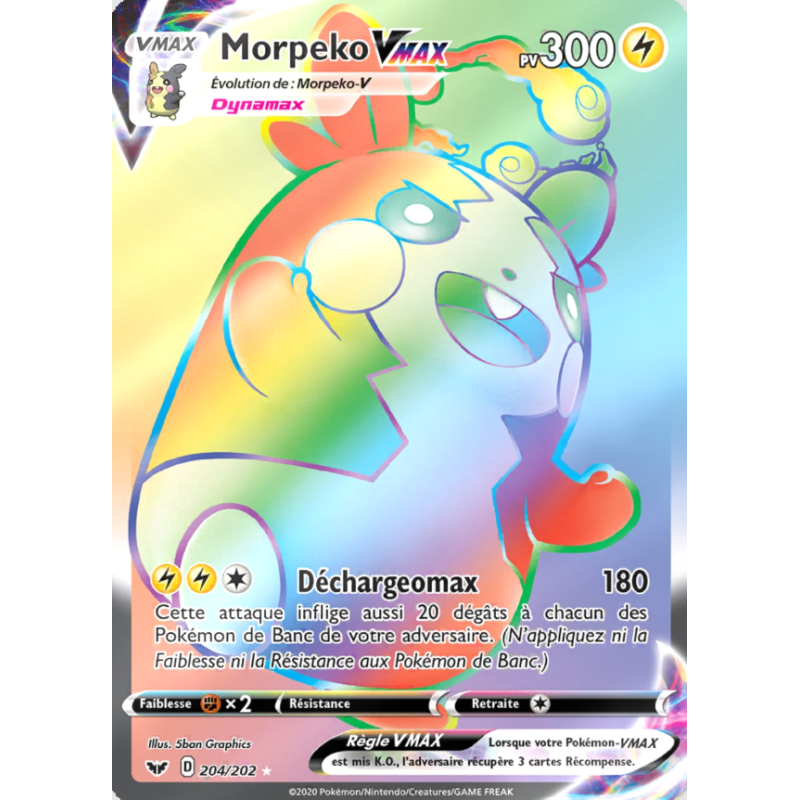 Carte Pokémon – Morpeko VMAX 204/202 Epée & Bouclier – (État NM) - FR