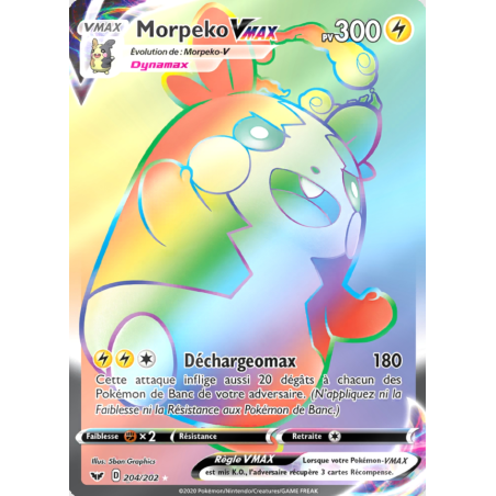 Carte Pokémon – Morpeko VMAX 204/202 Epée & Bouclier – (État NM) - FR