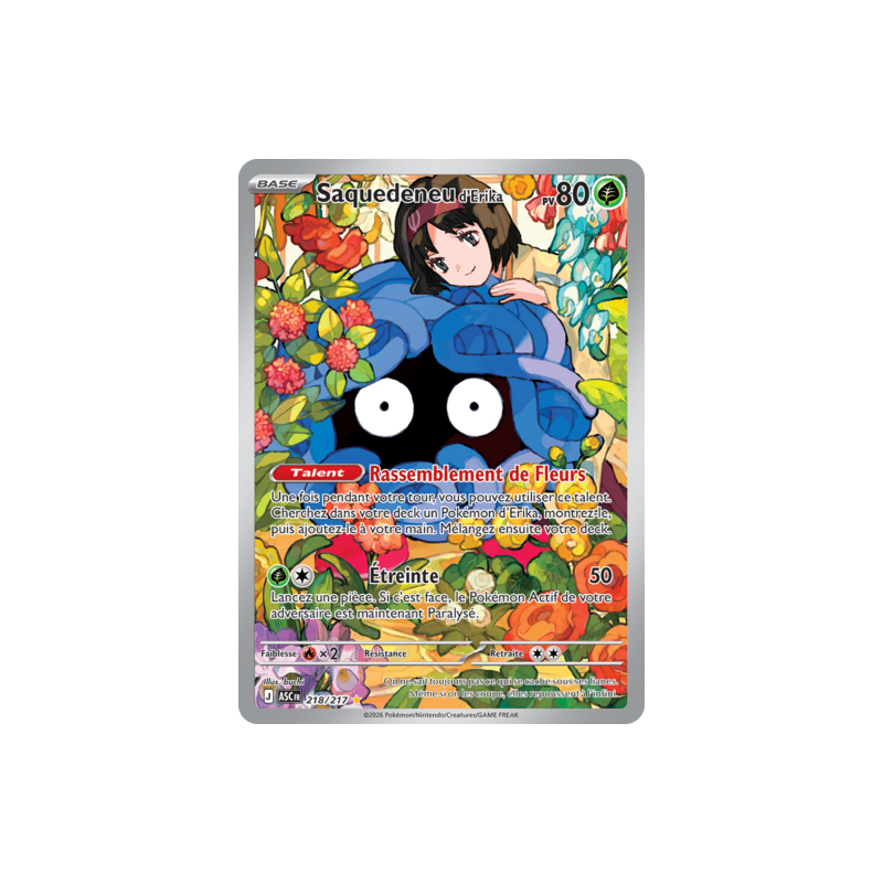 Carte Pokémon -Saquedeneu d'érika ASC 218/217 - ME2.5 - heros Transcendants - NM FR
