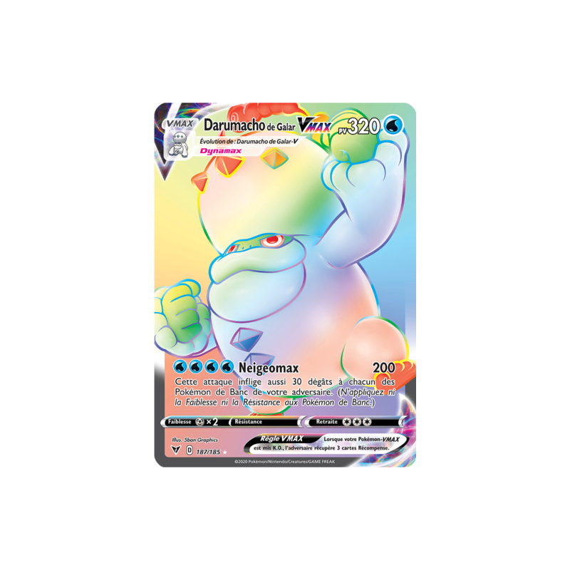 Carte Pokémon - Darumacho de Galar VMAX 187/185 – EB04 – Voltage Éclatant – FR – Near Mint