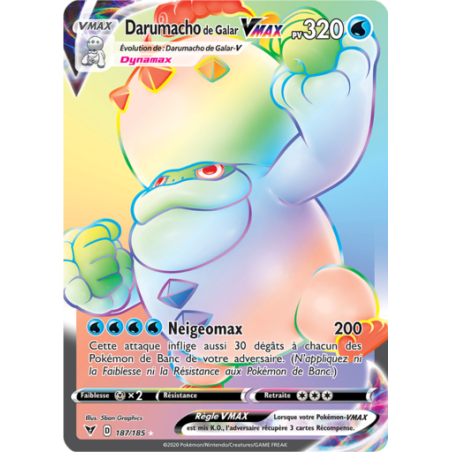 Carte Pokémon - Darumacho de Galar VMAX 187/185 – EB04 – Voltage Éclatant – FR – Near Mint