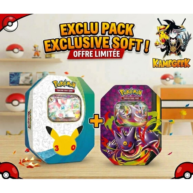 Lot Pokébox Pokémon – Pokémon 30 Ans & Méga-Ectoplasma – Coffrets TCG Scellés – Cartes Pokémon – Exclusivité KameGeek