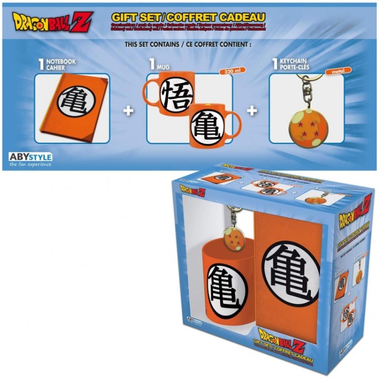 COFFRET CADEAU - DRAGON BALL Z - Manga DRAGON BALL Z Pack Mug, Porte-Clés et Verre - Symbole Kame