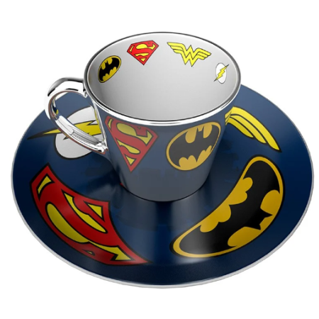 DC COMICS - LOGOS - TASSE À CAFÉ MIROIR ET SOUCOUPE